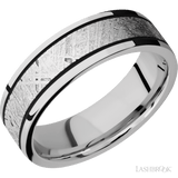 7 mm wide/Flat/Cobalt Chrome band with one 4 mm Centered inlay of Meteorite. - Diamonds By Rothschild