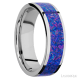 7 mm wide/Flat/Cobalt Chrome band with one 5 mm Centered inlay of Purple Opal. - Diamonds By Rothschild