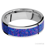 7 mm wide/Flat/Cobalt Chrome band with one 5 mm Centered inlay of Purple Opal. - Diamonds By Rothschild