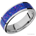7 mm wide/Flat/Cobalt Chrome band with one 5 mm Centered inlay of Purple Opal. - Diamonds By Rothschild