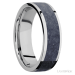 7 mm wide/Flat/Cobalt Chrome band with one 5 mm Centered inlay of Sodalite. - Diamonds By Rothschild