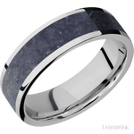 7 mm wide/Flat/Cobalt Chrome band with one 5 mm Centered inlay of Sodalite. - Diamonds By Rothschild