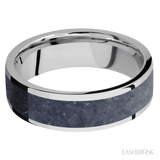 7 mm wide/Flat/Cobalt Chrome band with one 5 mm Centered inlay of Sodalite. - Diamonds By Rothschild