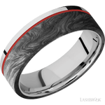 7 mm wide/Flat/Cobalt Chrome band with one 5 mm Off Center Edge inlay of Forged Carbon Fiber. - Diamonds By Rothschild