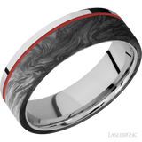 7 mm wide/Flat/Cobalt Chrome band with one 5 mm Off Center Edge inlay of Forged Carbon Fiber. - Diamonds By Rothschild
