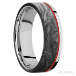 7 mm wide/Flat/Cobalt Chrome band with one 5 mm Off Center Edge inlay of Forged Carbon Fiber. - Diamonds By Rothschild