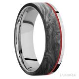 7 mm wide/Flat/Cobalt Chrome band with one 5 mm Off Center Edge inlay of Forged Carbon Fiber. - Diamonds By Rothschild