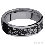 7 mm wide/Flat/Tantalum band with a laser carved Western Scroll pattern. - Diamonds By Rothschild
