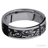 7 mm wide/Flat/Tantalum band with a laser carved Western Scroll pattern. - Diamonds By Rothschild