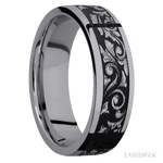 7 mm wide/Flat/Tantalum band with a laser carved Western Scroll pattern. - Diamonds By Rothschild