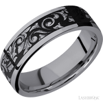 7 mm wide/Flat/Tantalum band with a laser carved Western Scroll pattern. - Diamonds By Rothschild