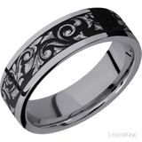 7 mm wide/Flat/Tantalum band with a laser carved Western Scroll pattern. - Diamonds By Rothschild
