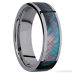 7 mm wide/Flat/Tantalum band with one 5 mm Centered inlay of Black Mother of Pearl. - Diamonds By Rothschild