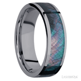 7 mm wide/Flat/Tantalum band with one 5 mm Centered inlay of Black Mother of Pearl. - Diamonds By Rothschild