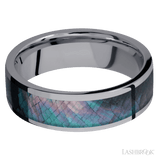 7 mm wide/Flat/Tantalum band with one 5 mm Centered inlay of Black Mother of Pearl. - Diamonds By Rothschild
