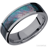 7 mm wide/Flat/Tantalum band with one 5 mm Centered inlay of Black Mother of Pearl. - Diamonds By Rothschild