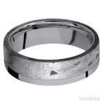 7 mm wide/Flat/Tantalum band with one 5 mm Off Center Edge inlay of Meteorite. - Diamonds By Rothschild