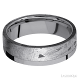 7 mm wide/Flat/Tantalum band with one 5 mm Off Center Edge inlay of Meteorite. - Diamonds By Rothschild