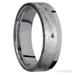 7 mm wide/Flat/Tantalum band with one 5 mm Off Center Edge inlay of Meteorite. - Diamonds By Rothschild