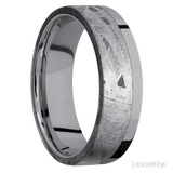 7 mm wide/Flat/Tantalum band with one 5 mm Off Center Edge inlay of Meteorite. - Diamonds By Rothschild