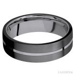 7 mm wide/Flat/Tantalum band with two 3 mm Double Off Center Edge inlays of Zirconium. - Diamonds By Rothschild