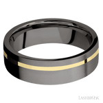 7 mm wide/Flat/Tantalum Noir band with one 1 mm Off Center inlay of 14K Yellow Gold. - Diamonds By Rothschild