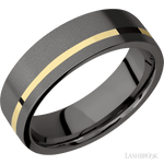 7 mm wide/Flat/Tantalum Noir band with one 1 mm Off Center inlay of 14K Yellow Gold. - Diamonds By Rothschild