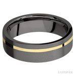 7 mm wide/Flat/Tantalum Noir band with one 1 mm Off Center inlay of 14K Yellow Gold. - Diamonds By Rothschild