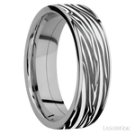 7 mm wide/Flat/Titanium band with one 6 mm Centered inlay of Zirconium with a laser carved Zebra pattern. - Diamonds By Rothschild