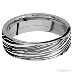 7 mm wide/Flat/Titanium band with one 6 mm Centered inlay of Zirconium with a laser carved Zebra pattern. - Diamonds By Rothschild