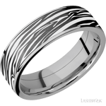 7 mm wide/Flat/Titanium band with one 6 mm Centered inlay of Zirconium with a laser carved Zebra pattern. - Diamonds By Rothschild