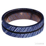 7 mm wide/Flat/Titanium Damascus band with one 1 mm Centered inlay of Black. - Diamonds By Rothschild