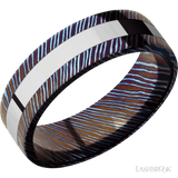 7 mm wide/Flat/Titanium Damascus band with one 3 mm Centered inlay of Cobalt Chrome. - Diamonds By Rothschild