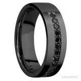 7 mm wide/Flat/Zirconium band with a Half Eternity arrangement of .03 carat Round Black Diamond stones in a Bead setting. - Diamonds By Rothschild