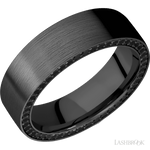 7 mm wide/Flat/Zirconium band with a Side Eternity arrangement of .01 carat Round Black Diamond stones in a Bead setting. - Diamonds By Rothschild