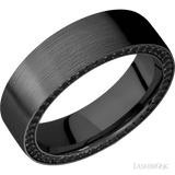 7 mm wide/Flat/Zirconium band with a Side Eternity arrangement of .01 carat Round Black Diamond stones in a Bead setting. - Diamonds By Rothschild