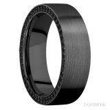 7 mm wide/Flat/Zirconium band with a Side Eternity arrangement of .01 carat Round Black Diamond stones in a Bead setting. - Diamonds By Rothschild