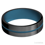 7 mm wide/Flat/Zirconium band with one 1 mm Centered inlay of Royal Blue also featuring a Royal Blue sleeve. - Diamonds By Rothschild