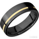 7 mm wide/Flat/Zirconium band with one 1 mm Off Center inlay of 14K Yellow Gold. - Diamonds By Rothschild
