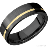 7 mm wide/Flat/Zirconium band with one 1 mm Off Center inlay of 14K Yellow Gold. - Diamonds By Rothschild