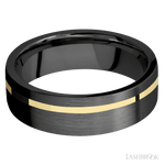 7 mm wide/Flat/Zirconium band with one 1 mm Off Center inlay of 14K Yellow Gold. - Diamonds By Rothschild