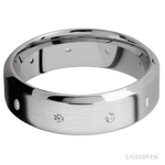 7 mm wide/High Bevel/14K White Gold band with a 9X Even arrangement of .03 carat Round Diamond stones in a Flush setting. - Diamonds By Rothschild