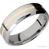 7 mm wide/High Bevel/14K White Gold band with one 1 mm Centered inlay of 14K Yellow Gold. - Diamonds By Rothschild