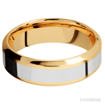 7 mm wide/High Bevel/14K Yellow Gold band with one 3 mm Centered inlay of 14K White Gold. - Diamonds By Rothschild