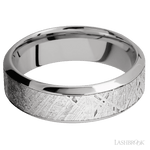 7 mm wide/High Bevel/18K White Gold band with one 4 mm Centered inlay of Meteorite. - Diamonds By Rothschild