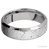 7 mm wide/High Bevel/18K White Gold band with one 4 mm Centered inlay of Meteorite. - Diamonds By Rothschild