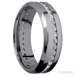7 mm wide/High Bevel/Tantalum band with an Eternity arrangement of .03 carat Round Lab Grown Diamond stones in a Channel setting. - Diamonds By Rothschild
