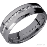 7 mm wide/High Bevel/Tantalum band with an Eternity arrangement of .03 carat Round Lab Grown Diamond stones in a Channel setting. - Diamonds By Rothschild