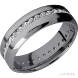 7 mm wide/High Bevel/Tantalum band with an Eternity arrangement of .03 carat Round Lab Grown Diamond stones in a Channel setting. - Diamonds By Rothschild
