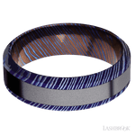 7 mm wide/High Bevel/Titanium Damascus band with one 3 mm Centered inlay of Tantalum. - Diamonds By Rothschild